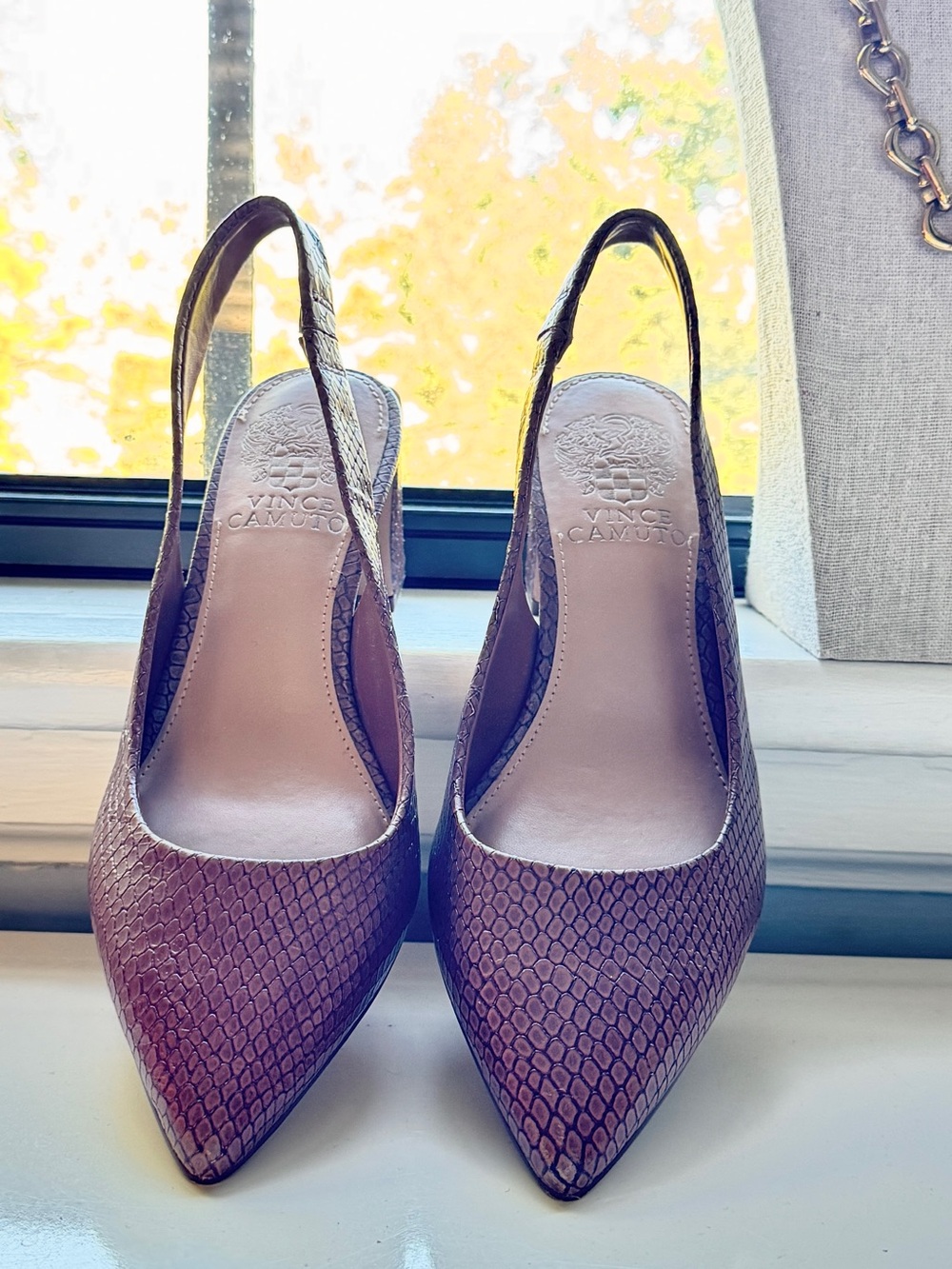Vince Camuto Burgundy Snake-Pattern Slingback Pumps
